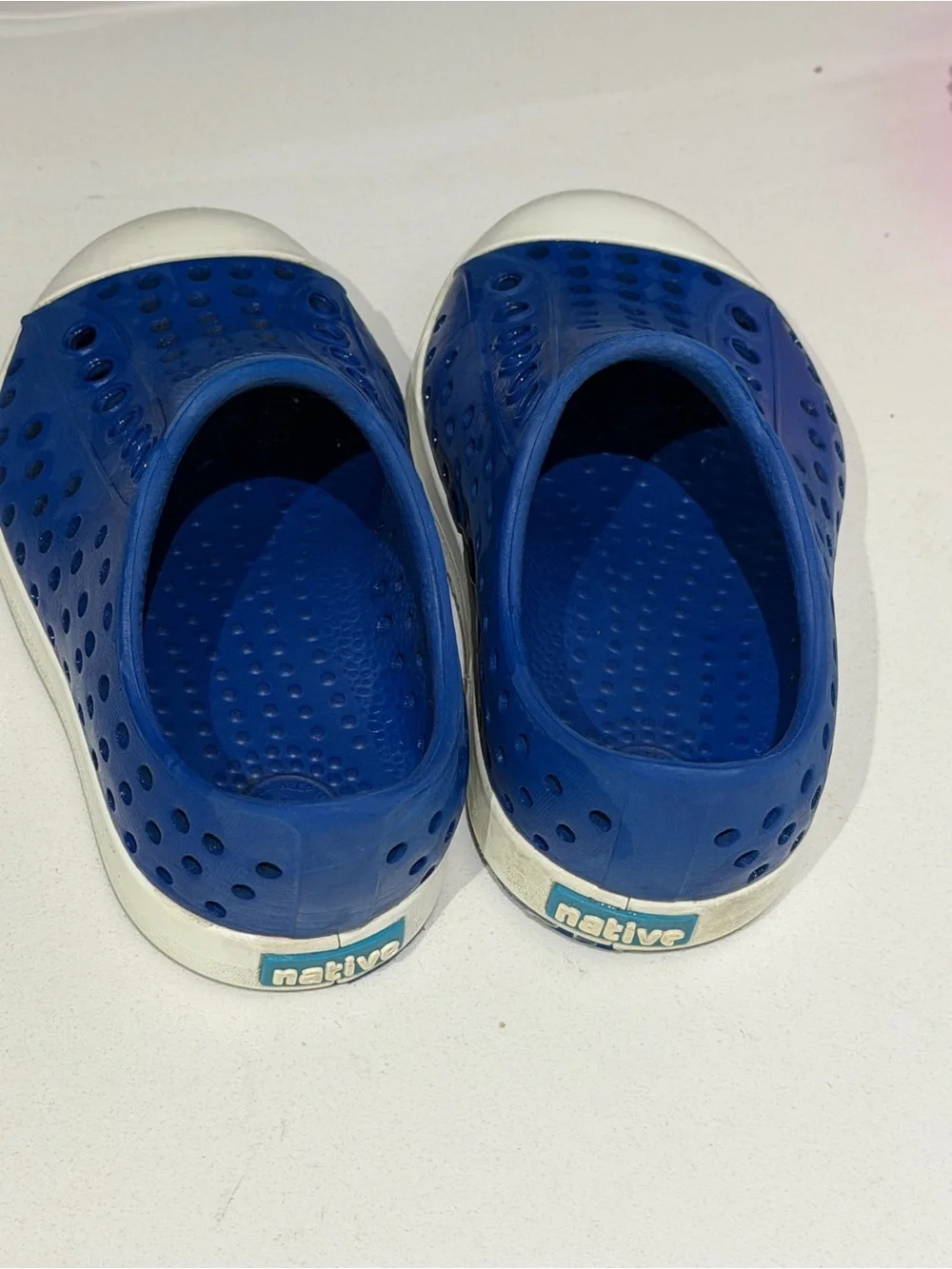 Native Kids Water Shoe Slip-On in Blue with White Toe -C5